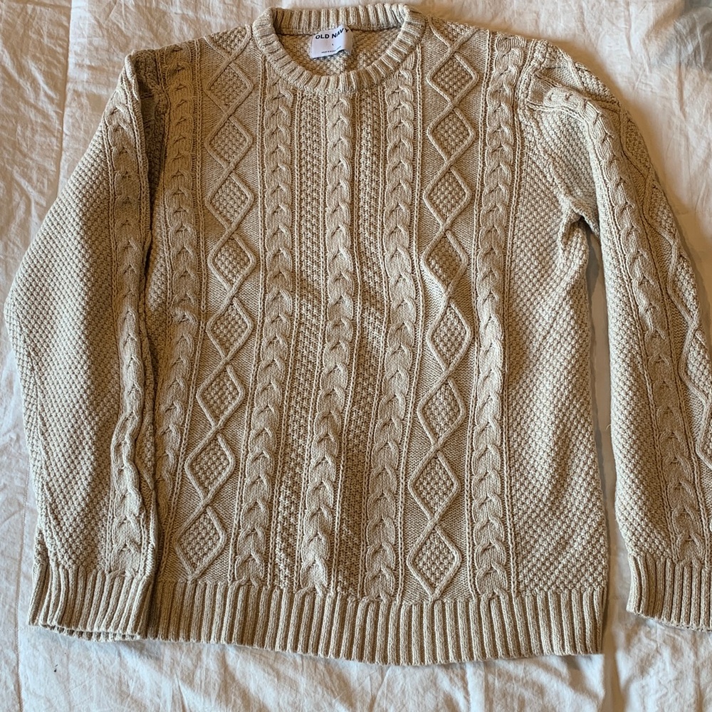 GAP Cable Knit Crewneck Sweater - Beige